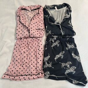 Bundle - Joyspun Women’s Zebra Print & Pink Polka Dot Pajama Shorts Set - Large